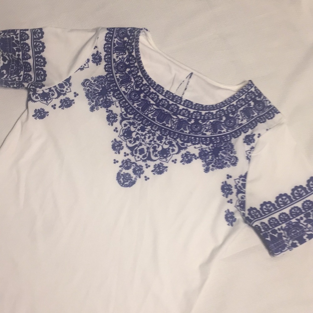 Blue and white tunic